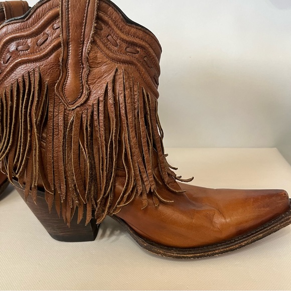 Corral Brown Leather Fringe Western Cowboy Boots - Picture 7 of 13